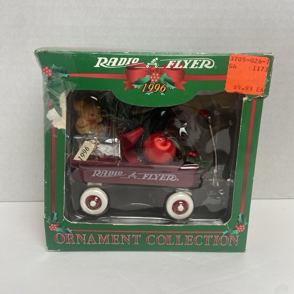 Vintage 1996 Radio Flyer Red Wagon Christmas Ornament Model #100 In Open Box